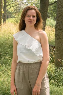 Top Gaia Een Schouder Bloemen