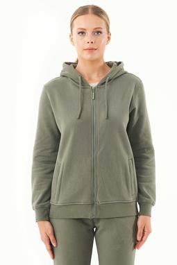 Soft Touch Zip Hoodie Oliv