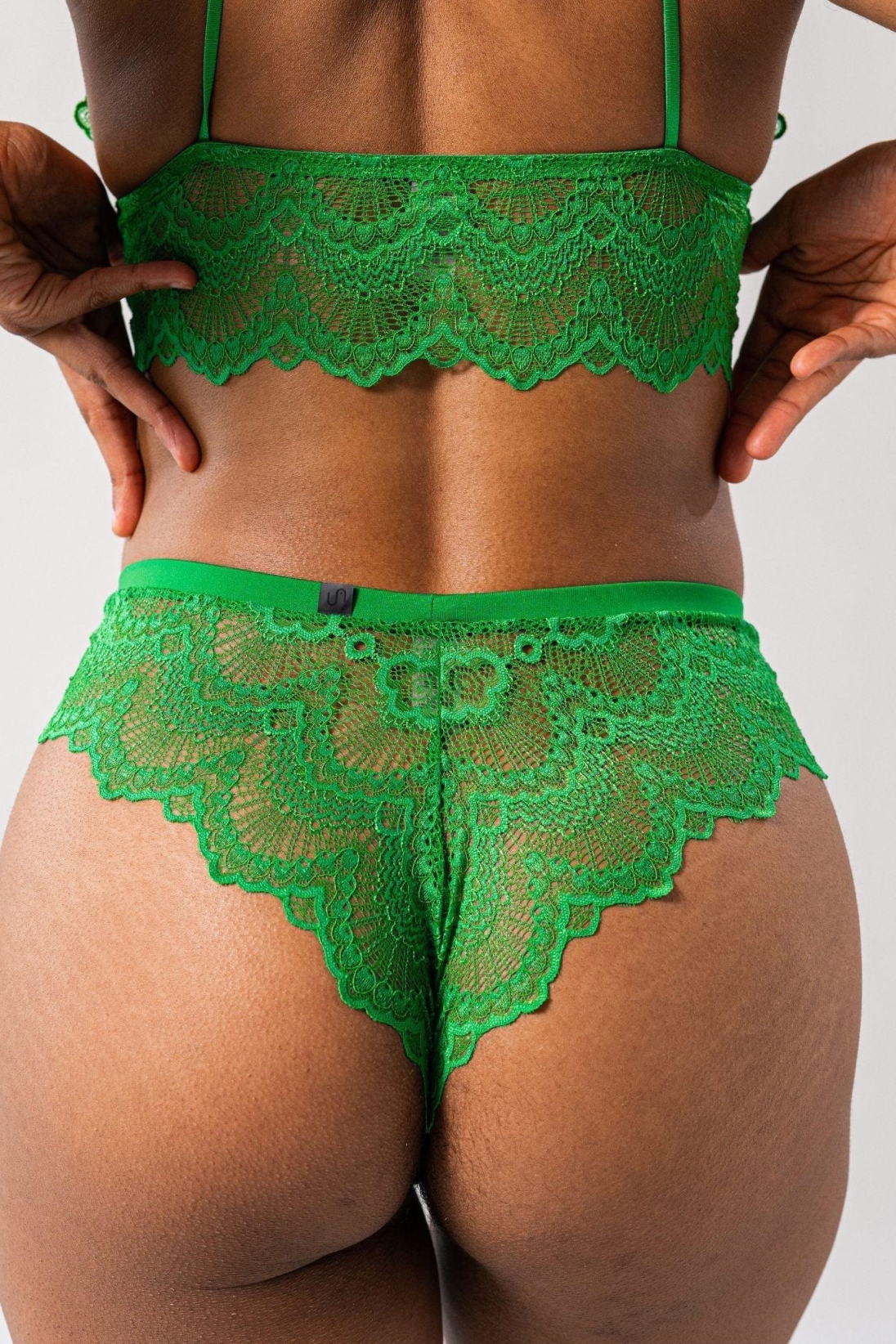 Lace Cheeky Briefs Green Ivy