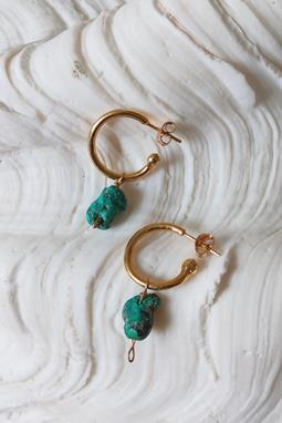 Turquoise Hoops Gold