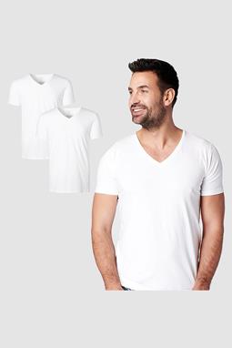 T-Shirt Regular V-Hals 2-Pack Wit