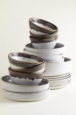 Dinner Set Traditional Stone Gray Dipped