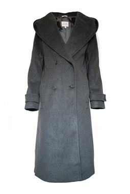 Coat Long Wrap Vegan Wool Charcoal Grey