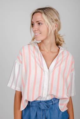 Blouse Mix Oversize Cropped Coiro Pink & White