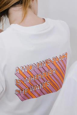 T-Shirt Solidarität Wherever She Wants Fluoreszierend Weiß