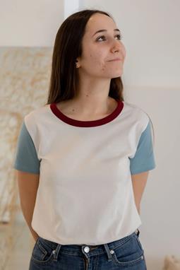 T-Shirt Basic Granaat Wit, Blauw & Rood