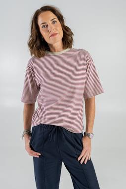 Oversized T-Shirt Strepen Paars