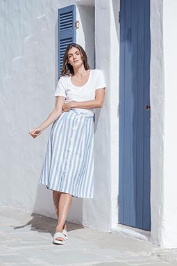 Midi Skirt Striped Off White & Blue