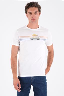 T-Shirt With Wagon Print Off White
