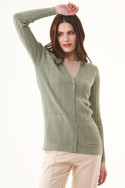 Cardigan With Buttons Olive Green