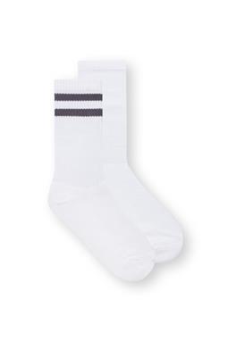 Crew Socks 2x Pack Black Stripes & White
