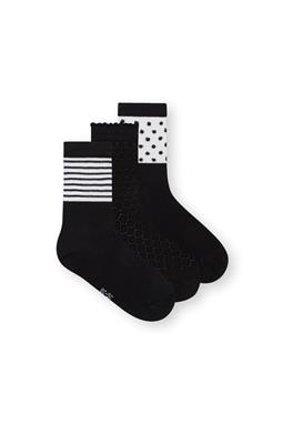 Mid Socks 3 Pack Black Romance/Black Dots/Black Stripes
