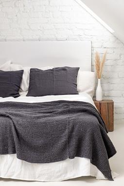 Linen Waffle Bed Throw Charcoal
