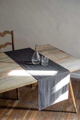 Linen Table Runner In Charcoal Grey