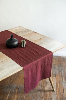 Linen Table Runner In Terracotta