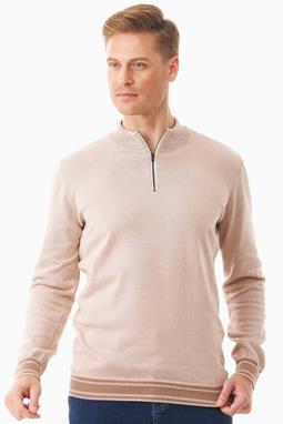 Sweater Troyer Collar Organic Cotton Beige