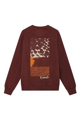 Sweater Block Texture Gots Biologisch Katoen Back Print Rood