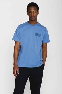 T-Shirt Regular Fit Met Print Voorzijde Blauw
