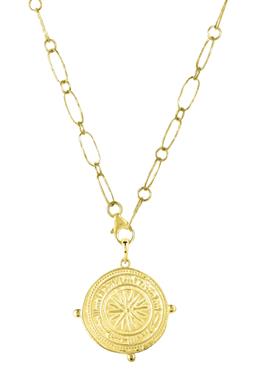 Link Chain Pendant Divine Compass Gold Vermeil