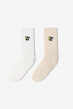 Bamboo Socks X2 Pairs Corn Bundle White & Beige