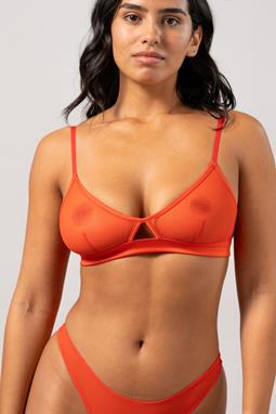 Mesh Cut-Out Triangle Bralette Feurig Rot