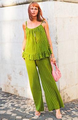 Pants Pauras Bright Green With Gold