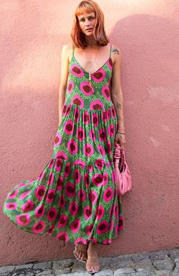 Maxi Dress Dinas Pink & Green