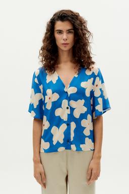 Blouse Floral Butterfly Dragonfly Blue