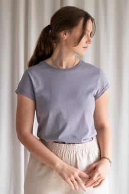 T-Shirt Rolled Sleeve Purple/Gray