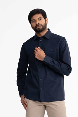 Twill Overhemd Ashutosh Marineblauw