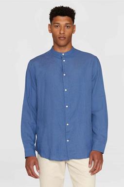Shirt Regular Linen Collar Stand Blue