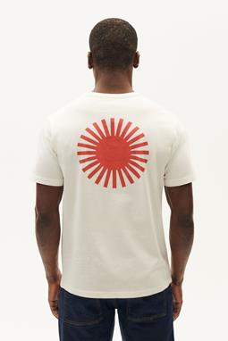 T-Shirt Sonne Rot Rücken Weiß