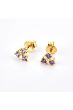 Vistosa Trio Gold Earrings Lavender Purple