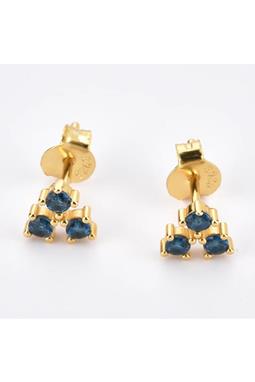 Vistosa Trio Gold Earrings Sapphire Blue