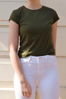 Olive Green T-Shirt Rolled Sleeve