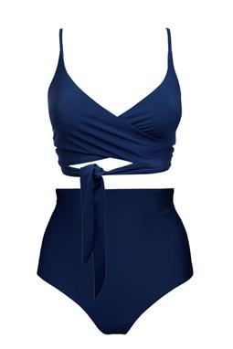 Lin + Core Hohes Bikini-Set Navy