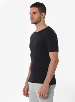 ORGANICATION Geribbeld T-Shirt Zwart