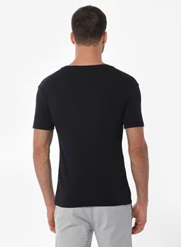 ORGANICATION Geribbeld T-Shirt Zwart