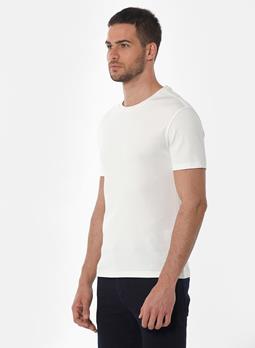 ORGANICATION Geribbeld T-Shirt Wit