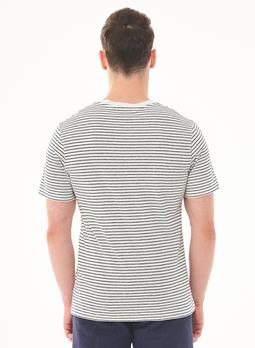 ORGANICATION T-Shirt Gestreept Wit Navy