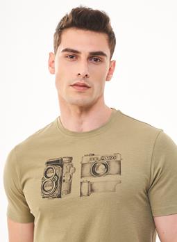 ORGANICATION T-Shirt Camera Print Olive