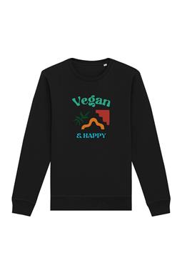 Sweatshirt Vegan & Happy Zwart