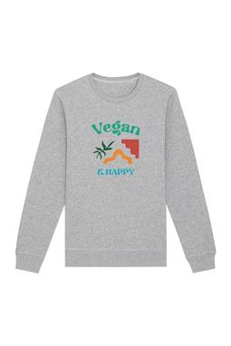 Sweatshirt Vegan & Happy Grijs