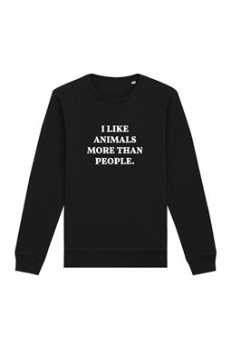 Sweatshirt I Like Animals More Zwart