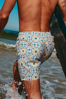 Swim Shorts Santiago By Arlo Mediterranean Mood Blue & Yellow