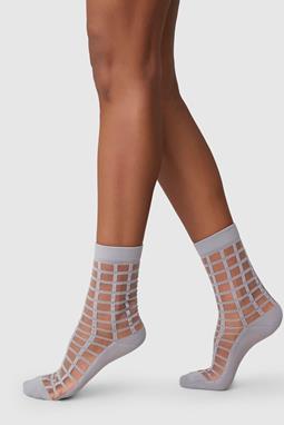 Socks Alicia Grid Stone Grey