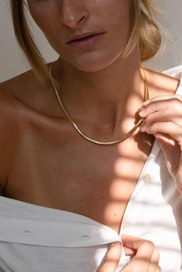 Halskette Elegant Flache Platte Gold