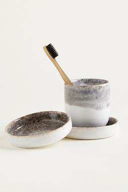 Bathroom Set (3 Pieces) Stone Gray Dipped