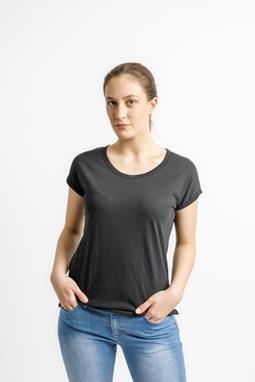 T-Shirt Losse Ronder Slub Zwart