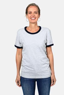 T-Shirt Ringer Heather Grey & Navy